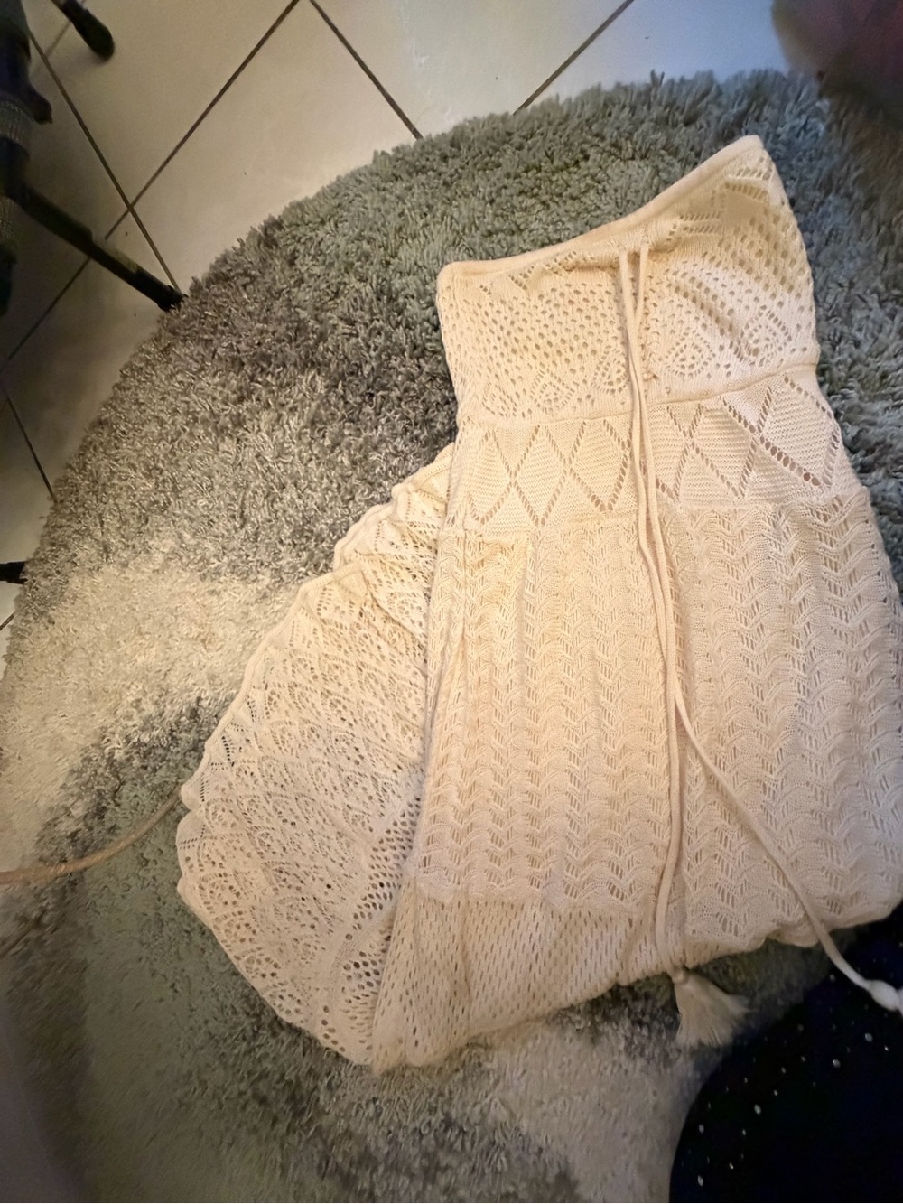Strapless Crochet Maxi Dress in Cream